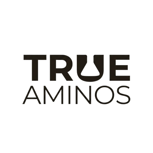 Black 'TRUE AMINOS' text on a white background